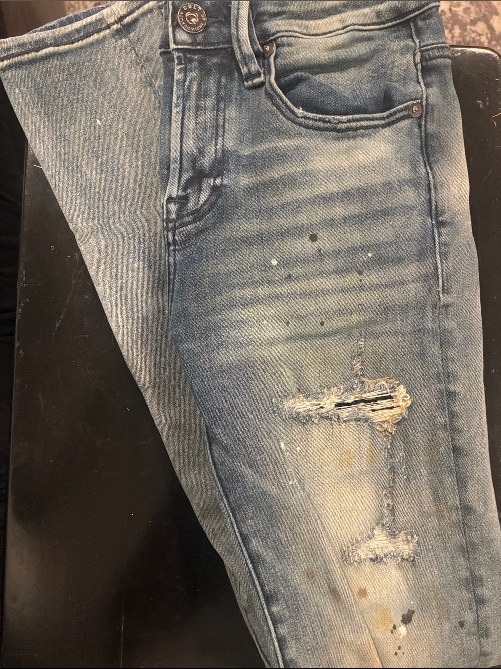 Cult of Individuality Light Blue Distressed Slim Straight Jeans